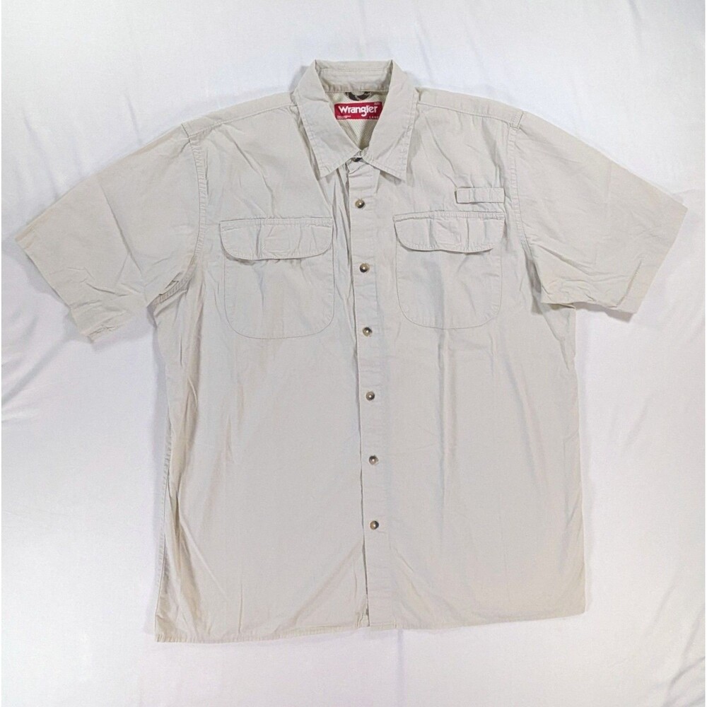 Wrangler Premium Quality Outdoor Mens Shirt Beige Lightweight  Size Large